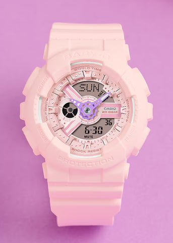 CASIO BABY-G ANALOGUE / DIGITAL VIVID HAND PINK RESIN BAND BA110AH-4A