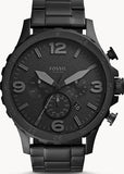 FOSSIL NATE CHRONOGRAPH BLACK STAINLESS STEEL BRACELET JR1401