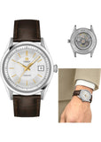 TISSOT SWISS VISODATE SILVER DIAL BROWN LEATHER BAND T157-407-16-03100