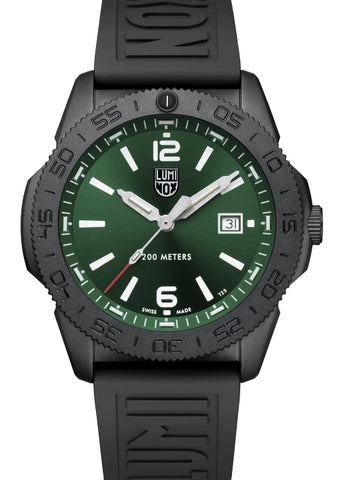 LUMINOX PACIFIC DIVER BLACK STEEL CASE GREEN DIAL BLACK BAND XS.3137 B