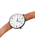 OBAKU FOLIE LILLE-TAWNY BROWN LEATHER BAND WHITE DIAL V283LXBWRZ-DIB