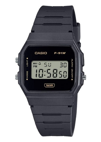 CASIO DIGITAL BLACK RESIN BAND F91WB-8A