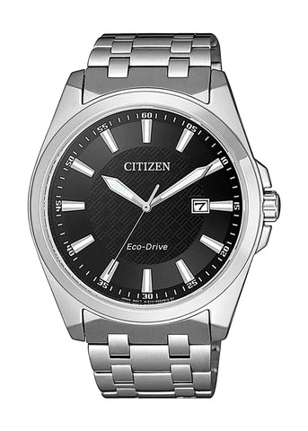 CITIZEN GENTS ECO-DRIVE BLACK DIAL STAINLESS STEEL BM7108-81E