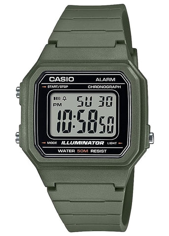 CASIO DIGITAL GREEN RESIN BAND W217H-3A