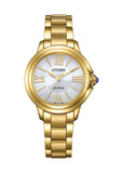 CITIZEN LADIES ECO-DRIVE WHITE DIAL GOLD BRACELET EM1162-52A