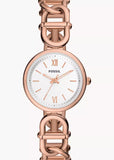 FOSSIL CARLIE SILVER DIAL ROSE GOLD CHAIN BRACELET ES5273