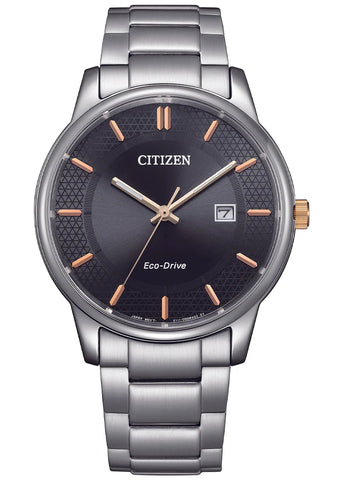 CITIZEN GENTS ECO DRIVE BLACK DIAL STAINLESS STEEL BM6977 70E