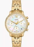 FOSSIL NEUTRA CHRONOGRAPH CRYSTAL SET GOLD CASE & BRACELET ES5358