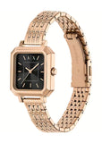 ARMANI EXCHANGE LEILA SQUARE BLACK DIAL ROSE GOLD BRACELET AX5729