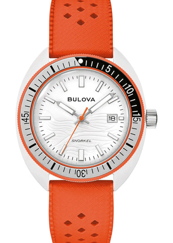 BULOVA GENTS SNORKEL 'CLOWNFISH' WHITE DIAL ORANGE BAND 98B448