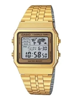 CASIO VINTAGE DIGITAL WORLD TIME GOLD BRACELET A500WGA-9D