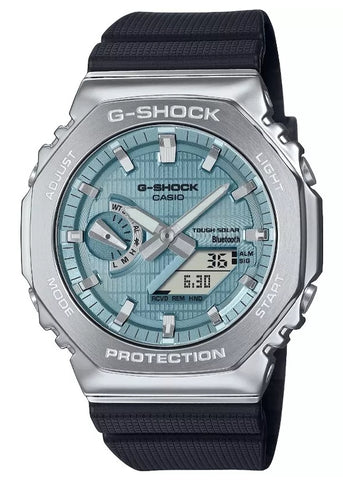 CASIO G-SHOCK METAL SOLAR BLUETOOTH BLUE DIAL BLACK BAND GBM2100A-1A2