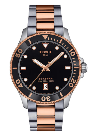 TISSOT SWISS SEA STAR T-SPORT 1000 TWO-TONE BLACK DIAL T120-410-22-051-01