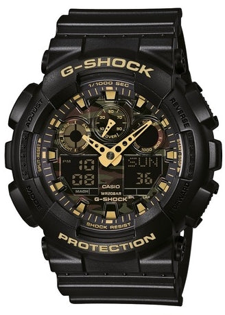 CASIO G-SHOCK ANALOGUE/DIGITAL BLACK RESIN CAMOUFLAGE DIAL GA100CF-1A9