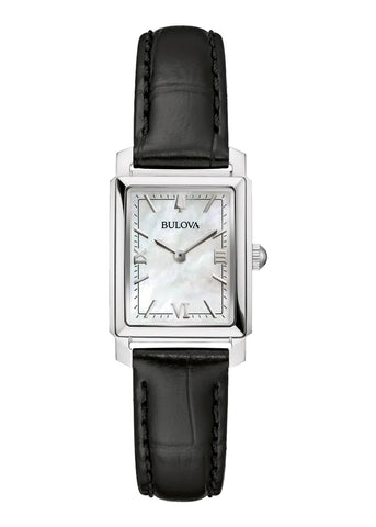 BULOVA LADIES SUTTON MOTHER PEARL DIAL BLACK LEATHER 96L330