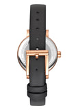 DKNY SOHO GLITZ SILVER DIAL ROSE GOLD BLACK LEATHER BAND DK1L038L0035