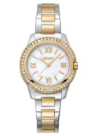 DKNY EVENING CRYSTAL SET MOTHER OF PEARL DIAL TWO-TONE DK1L105M0085