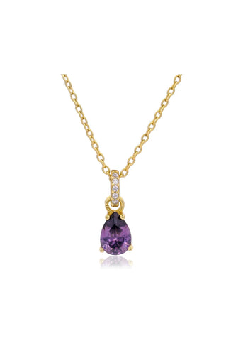 GEORGINI WISTERIA PENDANT AMETHYST CZ GOLD NECKLACE IP1216GA