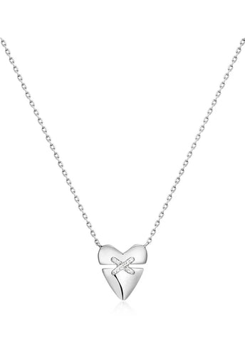 ANIA HAIE HEART HUNTER SILVER KISS PAVE SILVER NECKLACE N057-02H