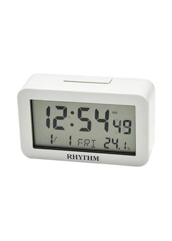 RHYTHM DIGITAL BEEP ALARM CLOCK WHITE PLASTIC CASE LCT083NR03