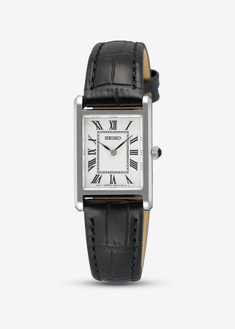 SEIKO CONCEPTUAL RECTANGULAR SHAPE BLACK LEATHER BAND SWR107P
