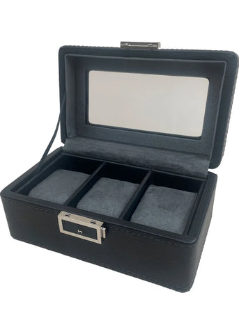 PU WATCH BOX 3 SLOT BLACK WBL-3BL