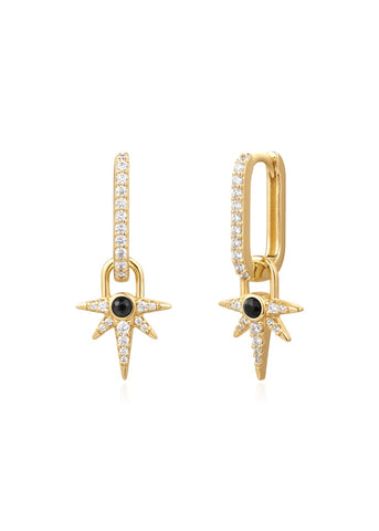 ANIA HAIE DUSK GOLD BLACK ONYX STAR DROP EARRINGS E061-12G