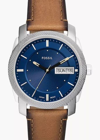 FOSSIL MACHINE GENTS BLUE DIAL TAN ECO-LEATHER BAND FS5920