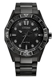 CITIZEN GENTS ECO-DRIVE BLACK DIAL BLACK BRACELET AW1855-52E
