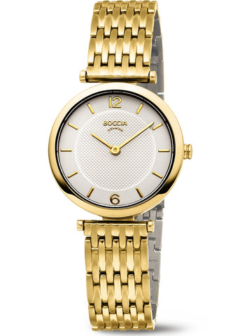 BOCCIA LADIES TITANIUM WHITE DIAL GOLD BRACELET 3362-04