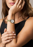 FOSSIL CARLIE MOTHER OF PEARL DIAL YELLOW GOLD MESH BAND ES5462