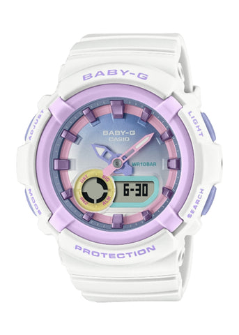 CASIO BABY-G ANALOGUE / DIGITAL HOLOGRAPHIC WHITE RESIN BAND BGA280PM-7A