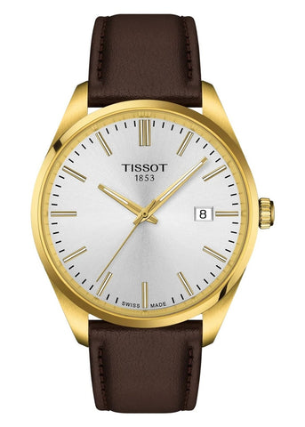 TISSOT SWISS T-CLASSIC PR100 SILVER DIAL BROWN LEATHER T150-410-36-391-00