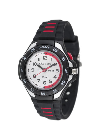 CACTUS ANALOGUE TIME TEACHER MENTOR BLACK/RED CAC-116-M02