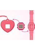 CASIO BABY-G DIGITAL SQUARE PINK RESIN BAND & HEART HOLDER BGD10KH-4D