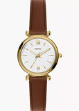 FOSSIL CARLIE WHITE DIAL TAN LEATHER BAND ES5464