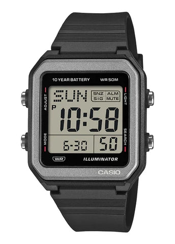 CASIO DIGITAL LARGE LCD DIAL BLACK RESIN BAND W221H-1A