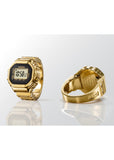 CASIO MINIATURE GOLD RING WATCH DIGITAL CRW001G-9