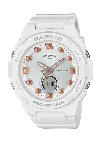 BGA320 7A2 CASIO BABY G ANALOGUE DIGITAL ROSE GOLD WHITE RESIN BAND Goldsack Co