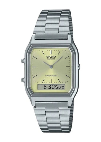 CASIO VINTAGE ANALOGUE/ DIGITAL CHAMPAGNE DIAL STAINLESS AQ230A-9A