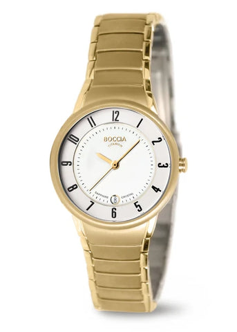BOCCIA TITANIUM GOLD TITANIUM BRACELET WHITE DIAL 3158-05