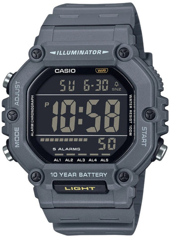 CASIO DIGITAL LARGE LCD DIAL GREY RESIN BAND AE1600H-8B