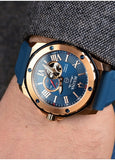 BULOVA GENTS MARINE STAR AUTO ROSE / BLUE DIAL BLUE SILCONE 98A227