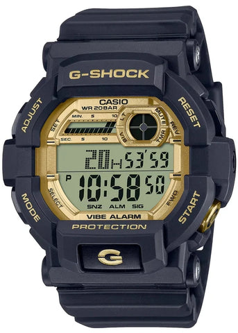 CASIO G-SHOCK DIGITAL WITH VIBRATION ALERT BLACK RESIN BAND GD350GB-1D