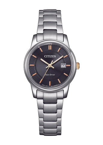 CITIZEN LADIES ECO-DRIVE BLACK DIAL STAINLESS STEEL EW2317-76E