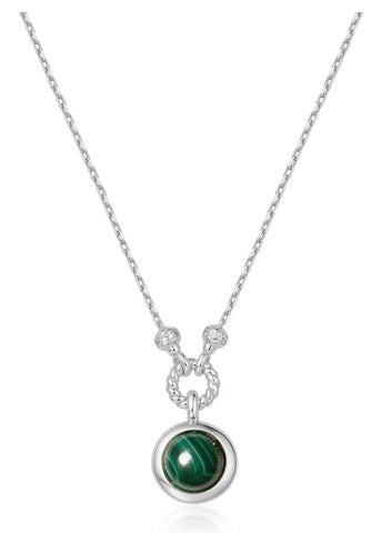 ANIA HAIE VOYAGER SILVER MALACHITE PENDANT NECKLACE N063-06H