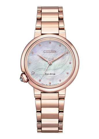 CITIZEN LADIES ECO-DRIVE 1 x DIAMOND ROSE GOLD BRACELET EM0912-84Y