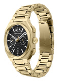 ARMANI EXCHANGE BASS G.M.T BLACK TEXTURE DIAL GOLD BRACELET AX1476