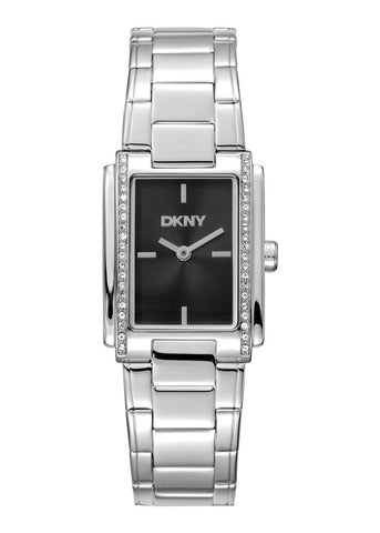 DKNY EVENING RECTANGULAR BLACK DIAL CRYSTAL SET STAINLESS DK1L122M0035
