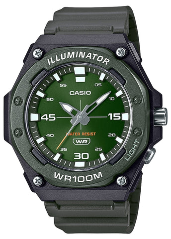 CASIO ANALOGUE GREEN DIAL GREEN RESIN BAND MW620H-3A